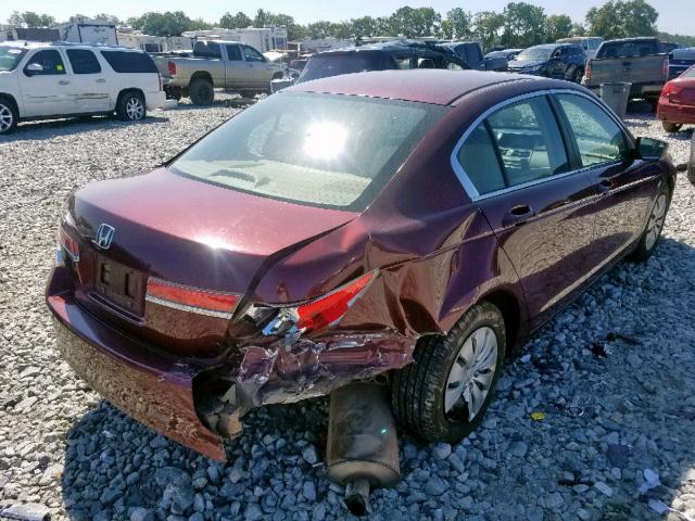 1HGCP2F3XCA120295 - 2012 HONDA ACCORD LX BURGUNDY photo 4