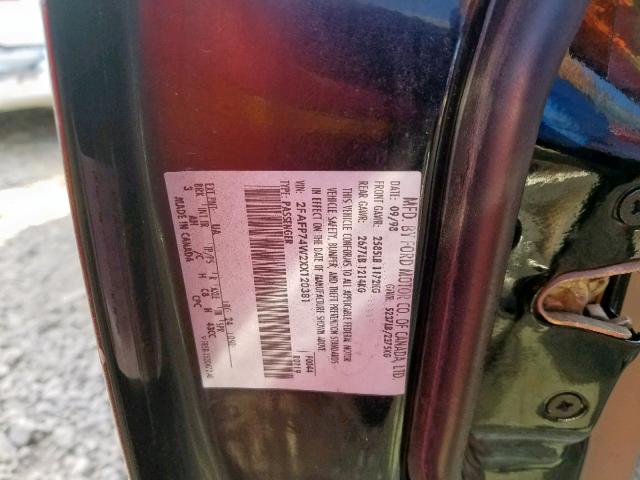 2FAFP74W2XX120381 - 1999 FORD CROWN VICT BLACK photo 10