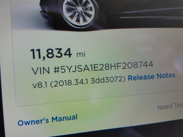 5YJSA1E28HF208744 - 2017 TESLA MODEL S BLACK photo 8