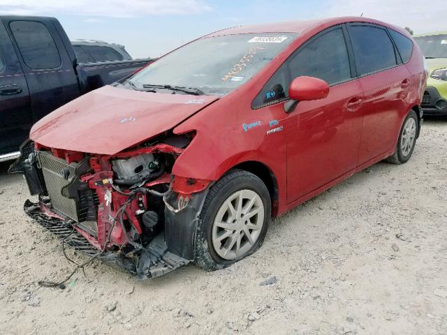 JTDZN3EU0D3262420 - 2013 TOYOTA PRIUS V RED photo 2