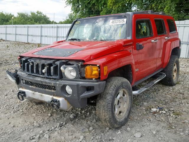 5GTEN13E298158724 - 2009 HUMMER H3 RED photo 2