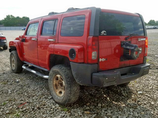 5GTEN13E298158724 - 2009 HUMMER H3 RED photo 3