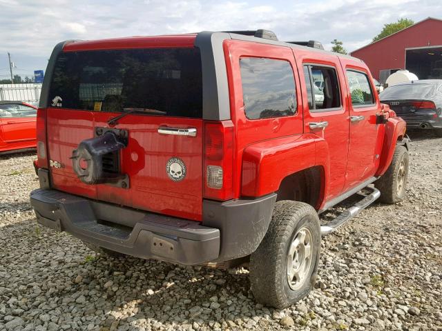 5GTEN13E298158724 - 2009 HUMMER H3 RED photo 4