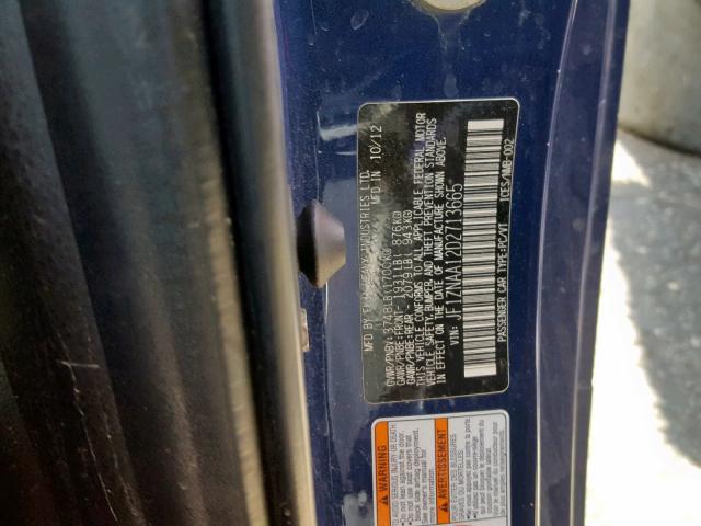 JF1ZNAA12D2713665 - 2013 TOYOTA SCION FR-S BLUE photo 10