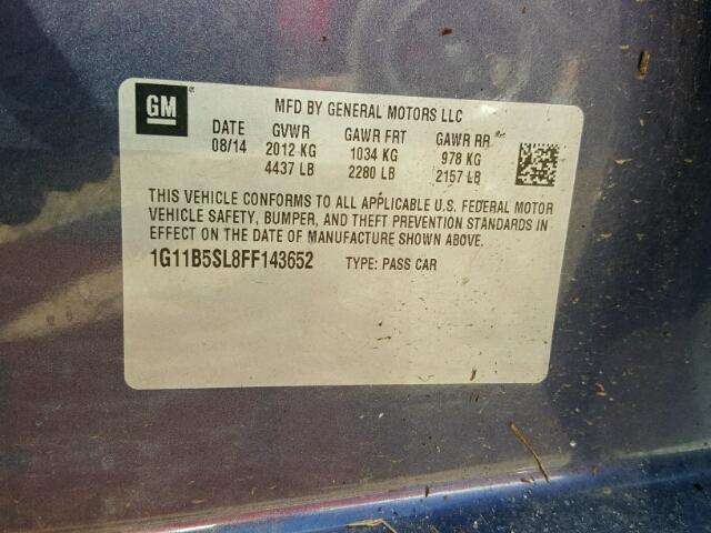 1G11B5SL8FF143652 - 2015 CHEVROLET MALIBU LS BLUE photo 10