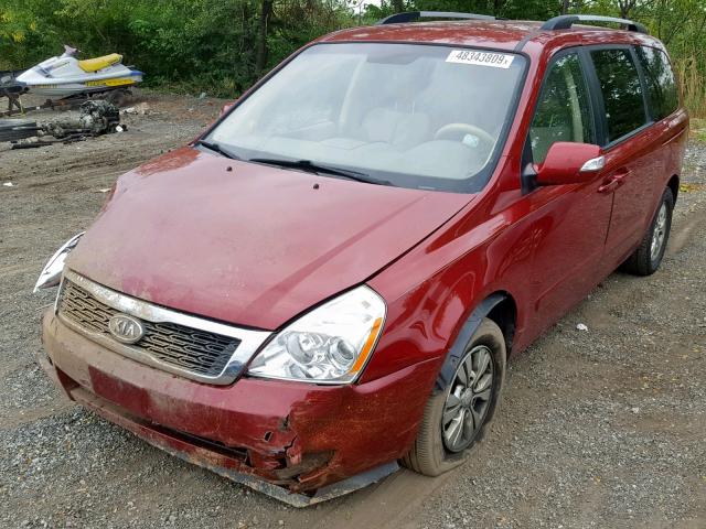 KNDMG4C74C6493163 - 2012 KIA SEDONA LX RED photo 2