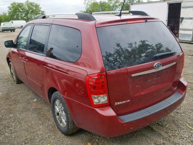 KNDMG4C74C6493163 - 2012 KIA SEDONA LX RED photo 3