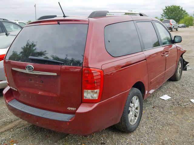 KNDMG4C74C6493163 - 2012 KIA SEDONA LX RED photo 4