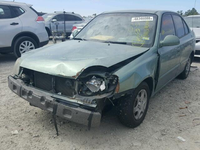 KMHCG45C14U552703 - 2004 HYUNDAI ACCENT GL GREEN photo 2