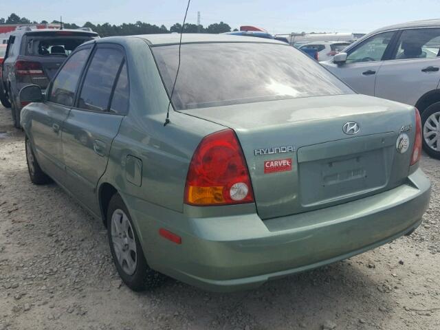 KMHCG45C14U552703 - 2004 HYUNDAI ACCENT GL GREEN photo 3