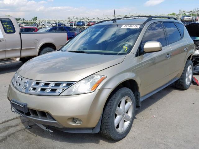 JN8AZ08W85W422190 - 2005 NISSAN MURANO SL GOLD photo 2