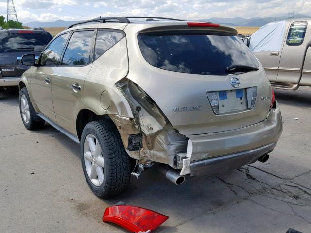 JN8AZ08W85W422190 - 2005 NISSAN MURANO SL GOLD photo 3