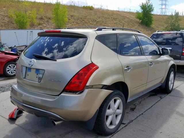 JN8AZ08W85W422190 - 2005 NISSAN MURANO SL GOLD photo 4