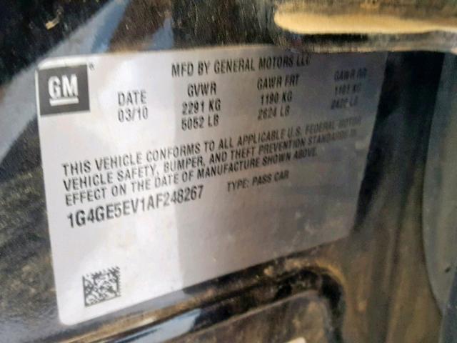 1G4GE5EV1AF248267 - 2010 BUICK LACROSSE C BLACK photo 10