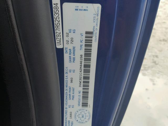 3VWCB21C42M446158 - 2002 VOLKSWAGEN NEW BEETLE ლურჯი ფოტო 10