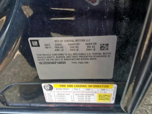 1G1ZC5E04CF148828 - 2012 CHEVROLET MALIBU 1LT BLACK photo 10