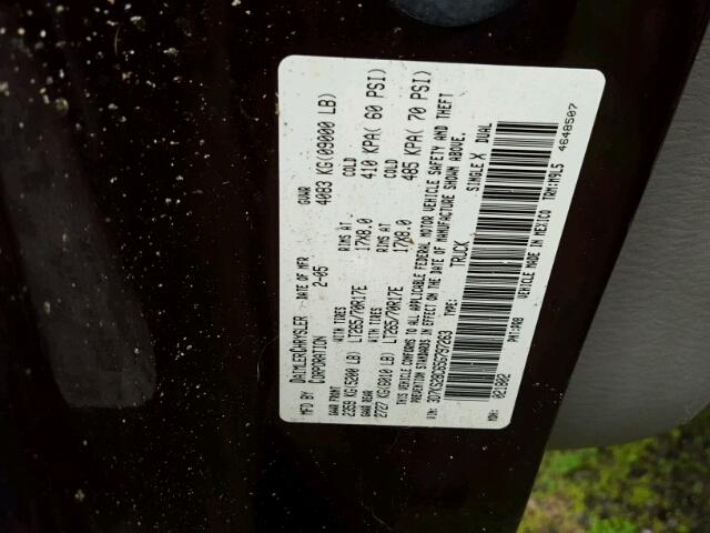 3D7KS28C65G797263 - 2005 DODGE RAM 2500 S იასამნისფერი ფოტო 9