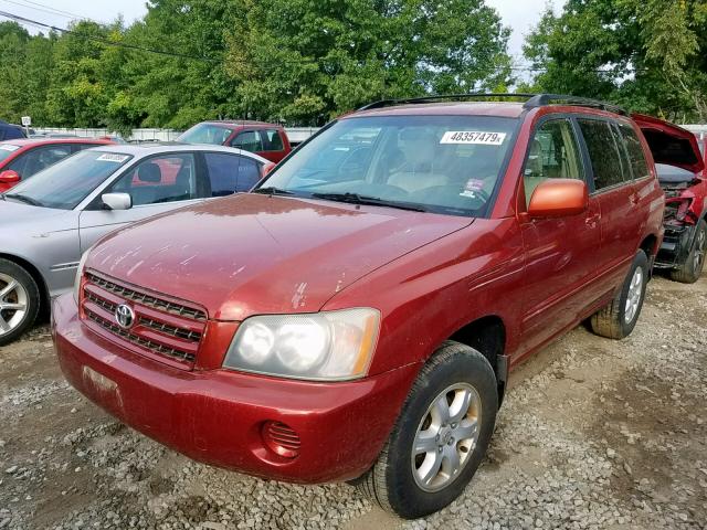 JTEHF21A820077010 - 2002 TOYOTA HIGHLANDER RED photo 2