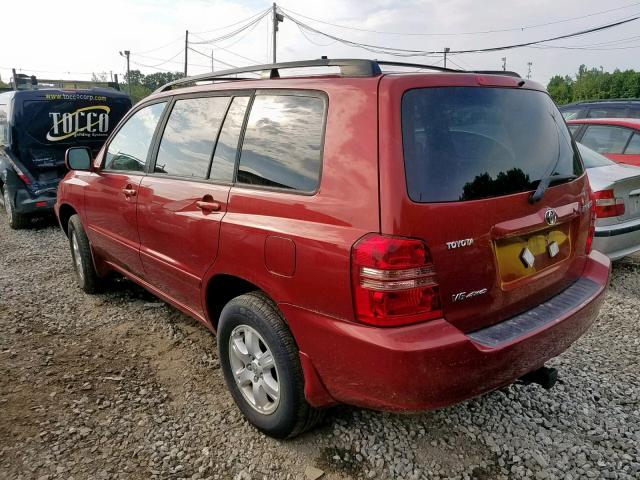 JTEHF21A820077010 - 2002 TOYOTA HIGHLANDER RED photo 3