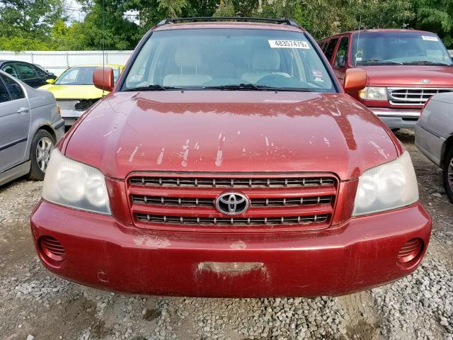 JTEHF21A820077010 - 2002 TOYOTA HIGHLANDER RED photo 9