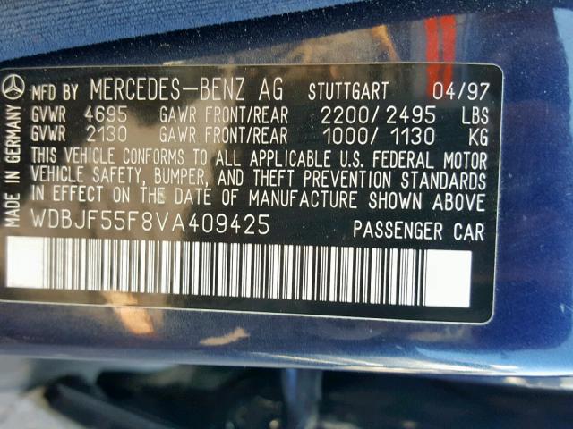 WDBJF55F8VA409425 - 1997 MERCEDES-BENZ E 320 BLUE photo 10