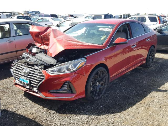 5NPE34AF5JH644928 - 2018 HYUNDAI SONATA SPO RED photo 2