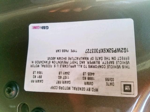 1G2WP52K9XF303727 - 1999 PONTIAC GRAND PRIX BROWN photo 10