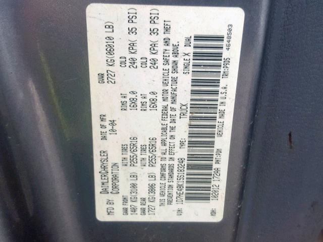 1D7HE48K15S183248 - 2005 DODGE DAKOTA QUA GRAY photo 10