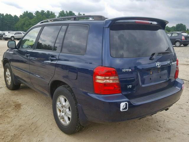 JTEGF21A530105388 - 2003 TOYOTA HIGHLANDER BLUE photo 3