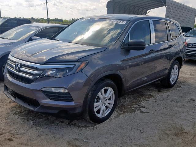 5FNYF5H12GB026770 - 2016 HONDA PILOT LX GRAY photo 2