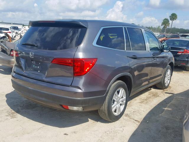 5FNYF5H12GB026770 - 2016 HONDA PILOT LX GRAY photo 4