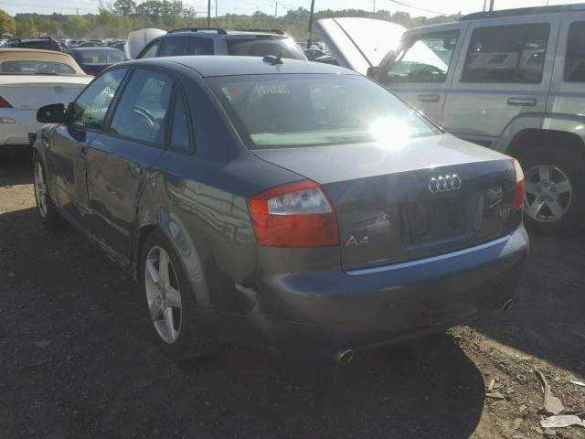 WAULC68E25A040165 - 2005 AUDI A4 1.8T QU GRAY photo 3