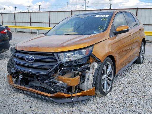 2FMTK4AP6FBB59196 - 2015 FORD EDGE SPORT GOLD photo 2