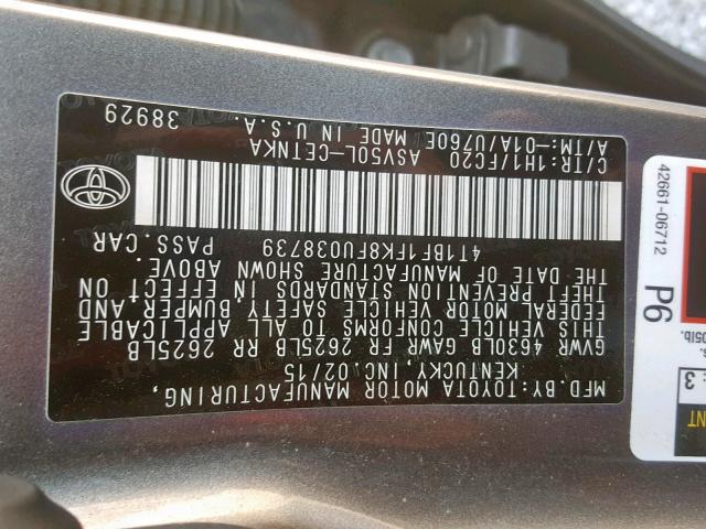 4T1BF1FK8FU038739 - 2015 TOYOTA CAMRY LE GRAY photo 10