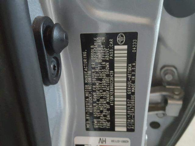 4T1BK1EB8GU236428 - 2016 TOYOTA AVALON XLE SILVER photo 10