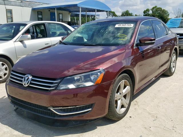 1VWBP7A33DC044114 - 2013 VOLKSWAGEN PASSAT SE MAROON photo 2