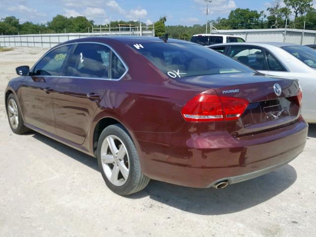 1VWBP7A33DC044114 - 2013 VOLKSWAGEN PASSAT SE MAROON photo 3