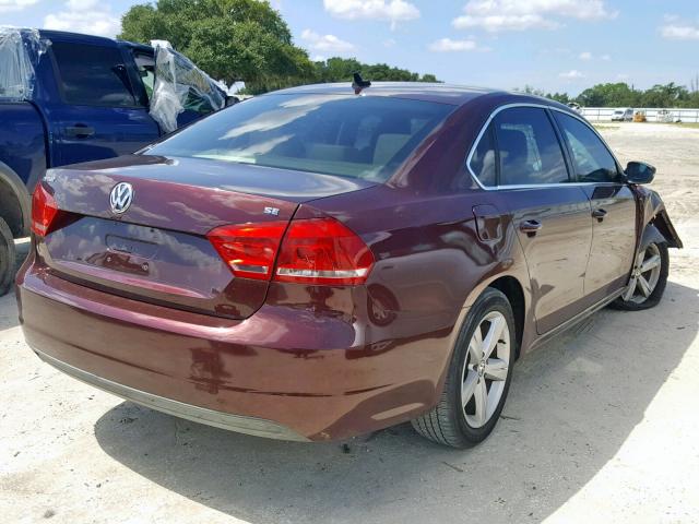 1VWBP7A33DC044114 - 2013 VOLKSWAGEN PASSAT SE MAROON photo 4