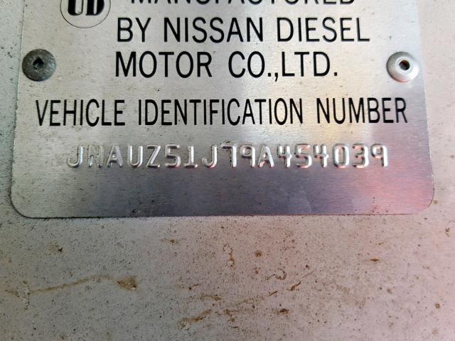 JNAUZ51J79A454039 - 2009 NISSAN DIESEL UD1400 WHITE photo 10