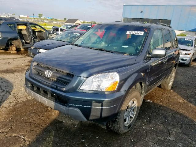 2HKYF18684H571633 - 2004 HONDA PILOT EXL BLUE photo 2