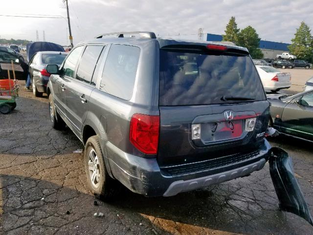 2HKYF18684H571633 - 2004 HONDA PILOT EXL BLUE photo 3