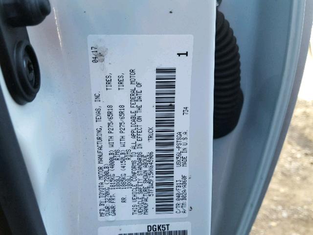 5TFDW5F15HX645906 - 2017 TOYOTA TUNDRA CRE WHITE photo 10