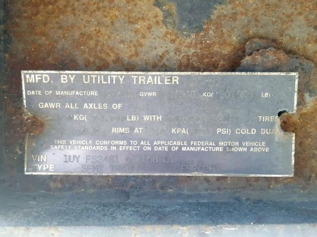 1UYFS24816A716801 - 2006 UTILITY TRAILER SILVER photo 10