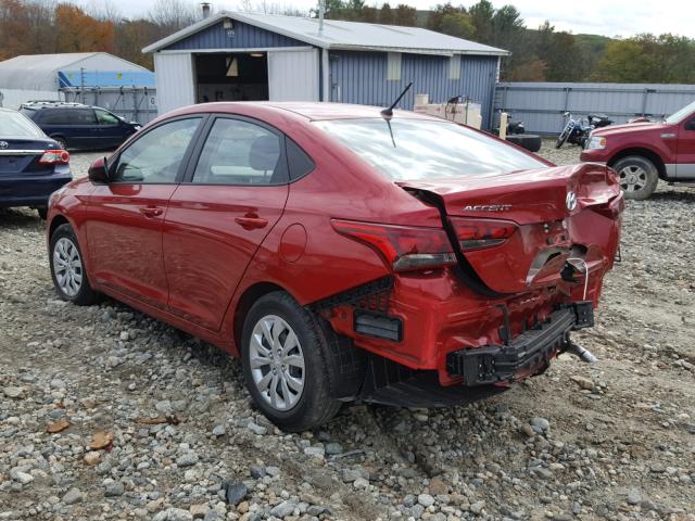 3KPC24A37KE040240 - 2019 HYUNDAI ACCENT SE RED photo 3