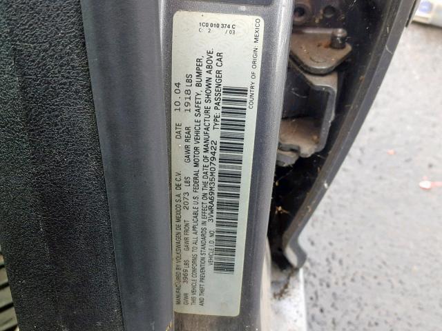 3VWRA69M35M079422 - 2005 VOLKSWAGEN JETTA GL GRAY photo 10