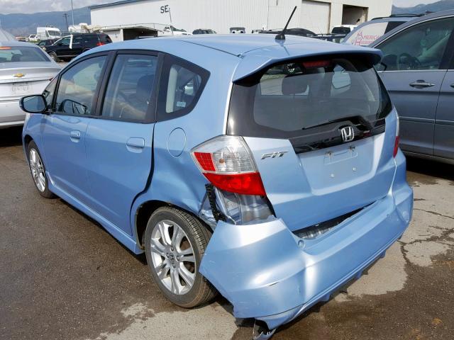 JHMGE88469S064341 - 2009 HONDA FIT SPORT BLUE photo 3