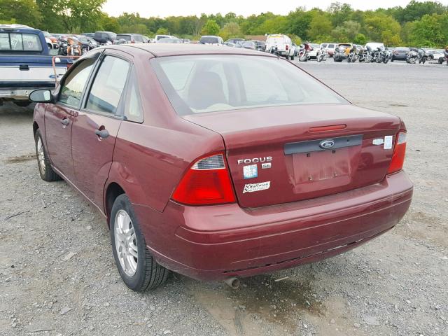 1FAHP34N97W265034 - 2007 FORD FOCUS ZX4 BURGUNDY photo 3