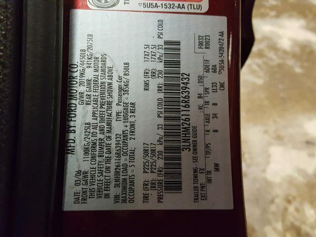 3LNHM26116R639432 - 2006 LINCOLN ZEPHYR RED photo 10