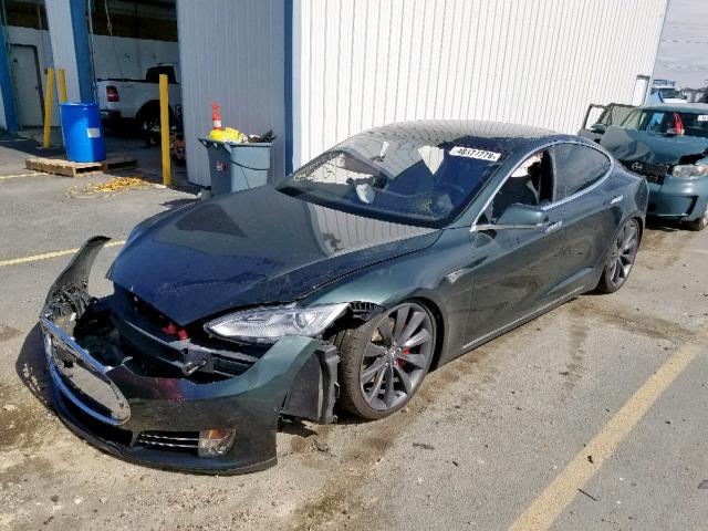 5YJSA1H28EFP66245 - 2014 TESLA MODEL S GREEN photo 2