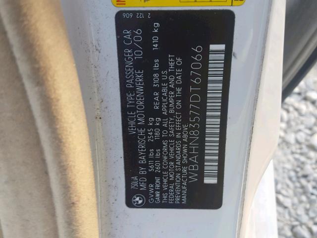 WBAHN83577DT67066 - 2007 BMW 750 WHITE photo 10